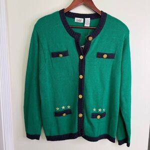NWT Deadstock Vintage Lucia Green Star Cardigan Size Large